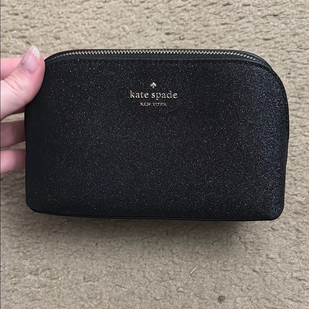 Kate Spade Black Sparkle Zippered Pouch